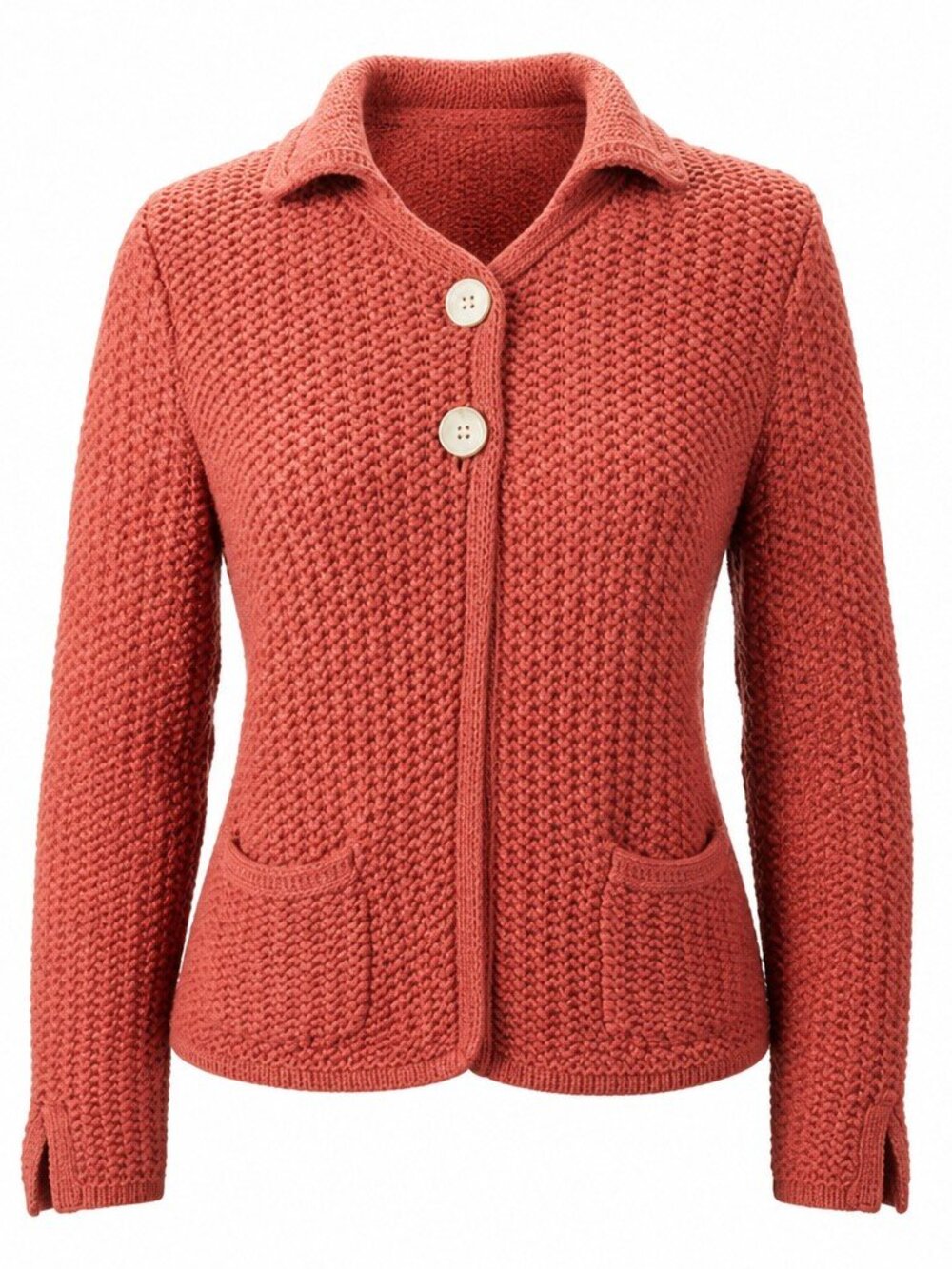 Talbots Salmon 100% Mercerized Pocket Cardigan Sweater - Picture 10 of 11